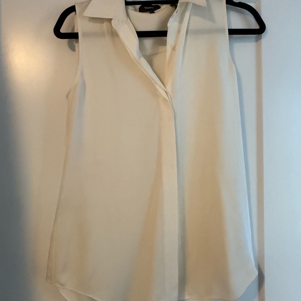 Theory Ivory Sleeveless Blouse